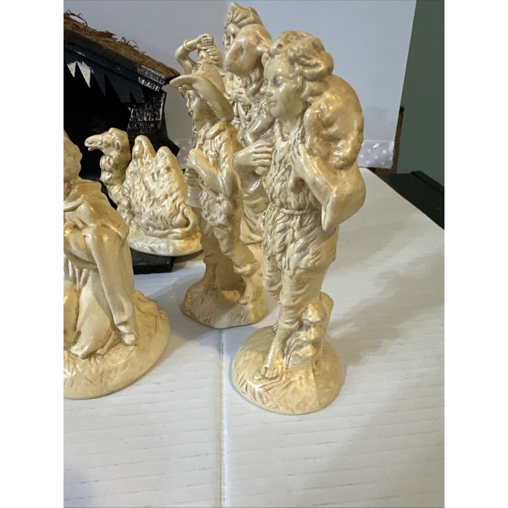 Vintage Atlantic Mold Ceramic Nativity Figures lot 18 pieces-missing Staffs - Picture 11 of 16
